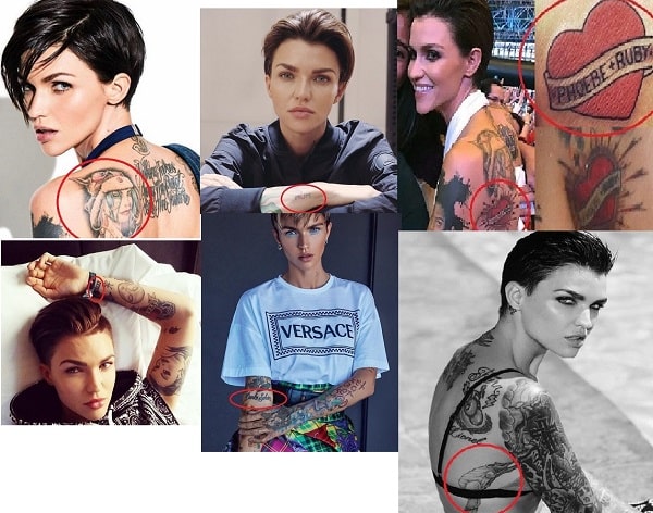 A picture of Ruby Rose' tattoos.